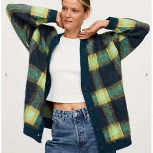 Mango textured check cardigan